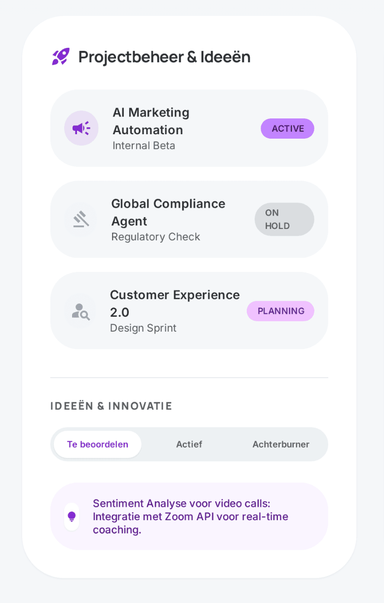 Screenshot: Projectbeheer